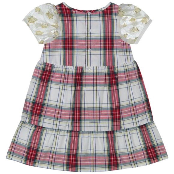 New Andy And Evan Little Girl's Holiday Plaid Stars Dress Gold Red 6Y - Picture 2 of 12